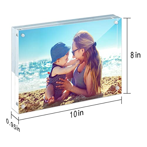 HELPLEX 8x10 Acrylic Photo Frames 2 Pack Frameless Double-Sided Magnetic Display