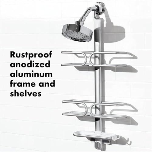 OXO Good Grips Aluminum 3-Tier Shower Caddy - Rustproof Bathroom Organizer