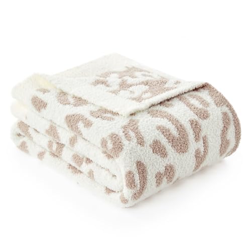 Snuggle Sac Leopard Beige XL Throw Blanket 50x70 Inches Reversible Cozy Bed Couch Decor