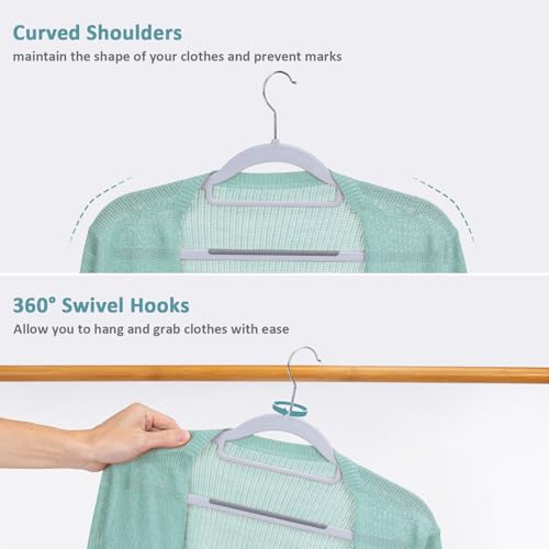 Space-Saving Plastic Coat Hangers Set - Gray, 50 Pack with Light & Dark Variations