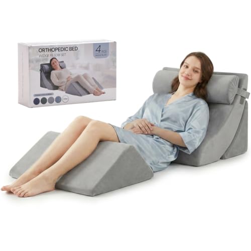 Grey Axelrod 4-Piece Orthopedic Bed Wedge Set - 21.8" Foam Support Cushions