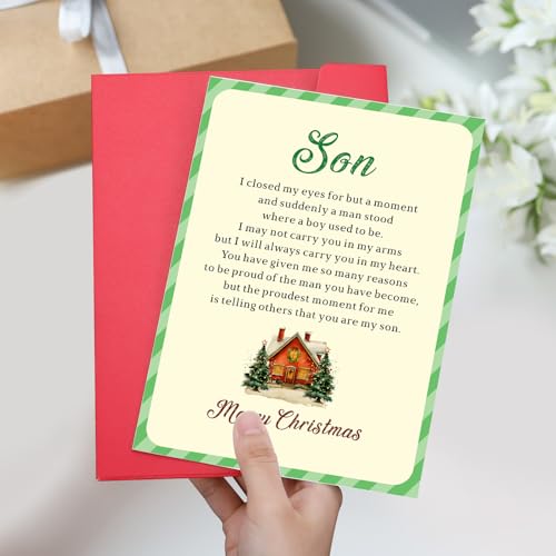 Christmas Cards for Son with Envelopes – Mom & Dad Greeting Card Set