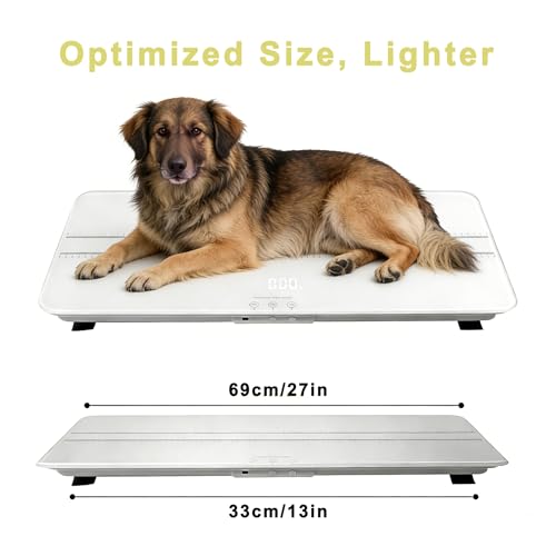 Digital Pet Scale for Dogs and Cats 27 x 13 in, Max 220lbs, Rechargeable, 3 Modes, 10g Precision