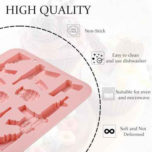 KitBeads 2Pcs Gun Silicone Molds Bullet Pistol Machine Fondant Molds for Baking Candle Crafts Party Cake Decoration Cupcake Topper