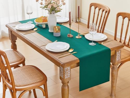 YATOJUZI Christmas Green Table Runner 16x95 Inches Waterproof Polyester