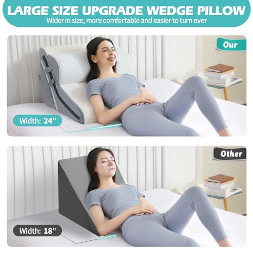 Simpledad White 3-Piece Wedge Pillow Set for Sleeping & Support
