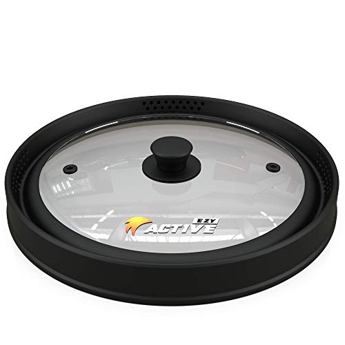 EZY ACTIVE Black Collapsible Microwave Cover for Food, 10.5-12 Inch Plates & Bowls