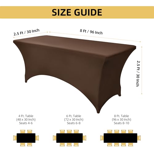 ZarzaaSik 10-Pack 8ft Spandex Table Covers for Rectangle Folding Tables - Washable Elastic Tablecloth - Ultimate Fitted Table Protector for Parties, Trade Shows, Banquet, and Wedding