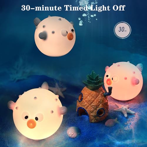 Cute Anemonefish Night Light, LED Squishy Night Lamp, Dimmable Timer Nursery Nightlight for Kids, Rechargeable Touch Lamp, Dorm Decor, Kids Funny Gifts(Pink Fish)