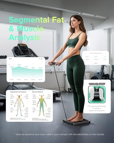 RunStar Black Body Fat Scale with 28 Metrics, 8-Electrode Full Body Composition Monitor