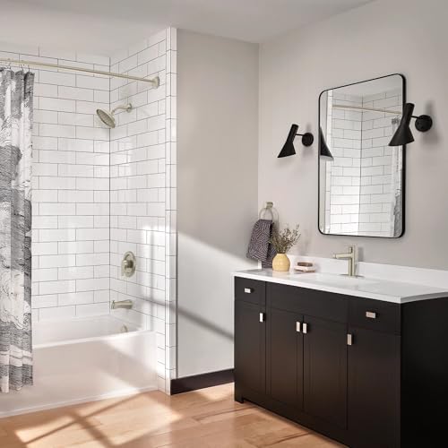 Moen Brushed Nickel Curved Adjustable Shower Curtain Rod - Fixed Mount, CSR2160BN