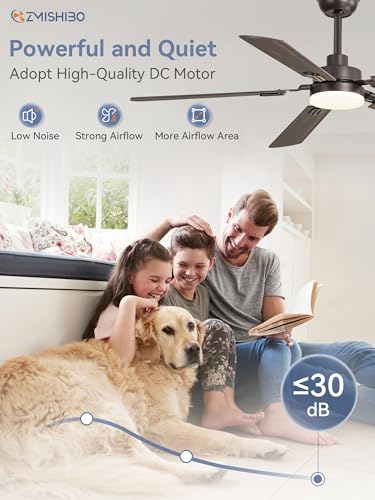 ZMISHIBO 52-Inch Oil Bronze Ceiling Fan with Light & Remote, Farmhouse Indoor