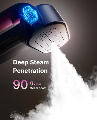 Handheld Garment Steamer with 90g/min Boost & 38g/min Continuous Steam, 220ml Capacity, 29 Large Holes, 2-in-1 Iron & Steamer