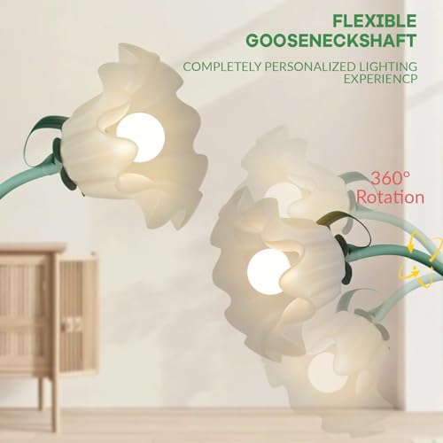 Loxphyn Green Flower Floor Lamp with 3 Adjustable Heads & 3 Color Temp, Modern LED Reading Light
