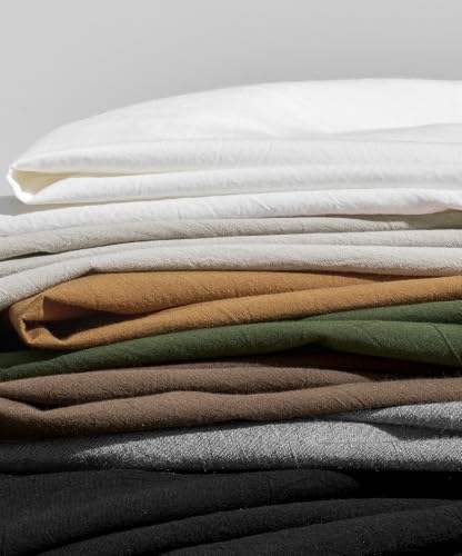 JELLYMONI Queen Brown Washed Cotton Duvet Cover Set 90x90 Linen-Like Organic Style