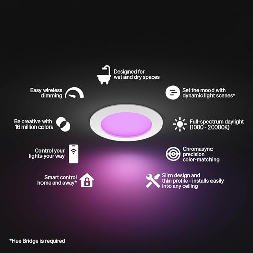 Philips Hue Slim Downlight Chromasync 1-Pack Recessed LED Ceiling Light - White