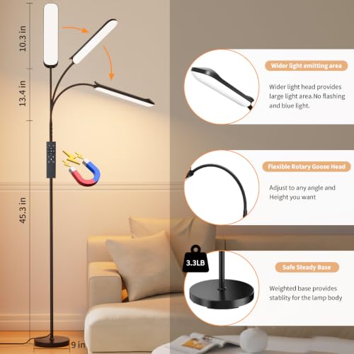 FRIDEKO HOME 2 Pack Black LED Floor Lamps with Dimming & Remote Control
