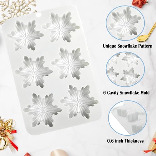 Foaryoer Snowflake Silicone Molds 2Pcs - 12-Cavity Snowflake Candy & Chocolate Molds, Christmas DIY Desserts