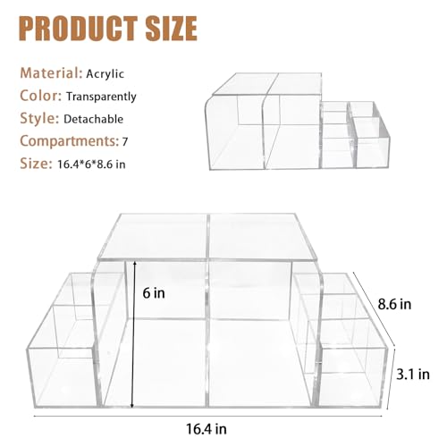 Acrylic Diaper Caddy Organizer with Detachable Compartments - Transparent 16.4x6x8.6 Baby Changing Storage Bin