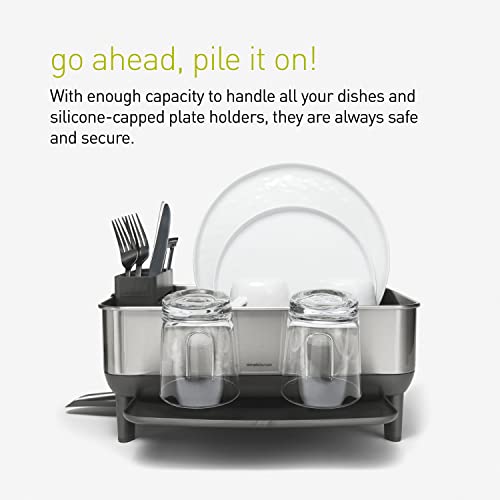 Gray Compact Steel Dish Rack for Small Kitchens - 15 x 15.5 x 7.5 Inches