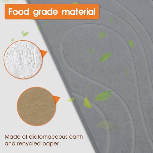 Large Stone Dish Drying Mat - 24x16 Inches, Dark Gray, Non-Slip Kitchen Counter Organizer