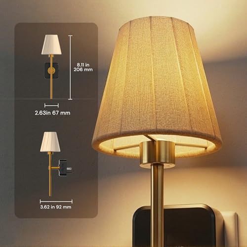 L LOHAS LED Night Light with Pleated Fabric Cover - 3000K, 2 Pack