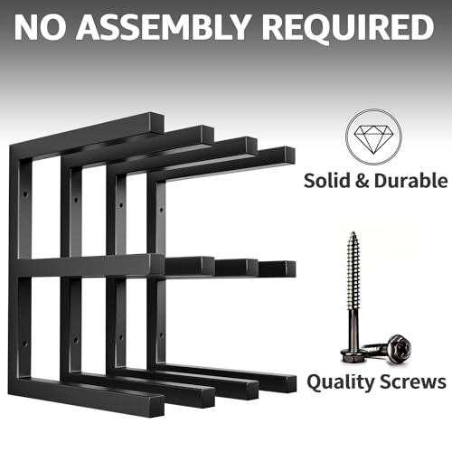 Wall Mount Lumber Storage Rack - Heavy Duty Steel 6-Level Shelves Black - 1200 LBS Capacity