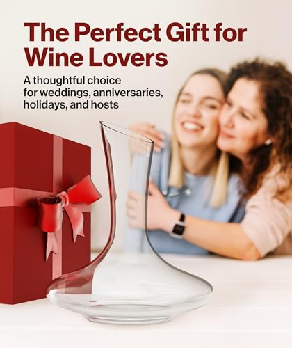 Large Crystal Wine Decanter with Built-In Aerator - 750ml