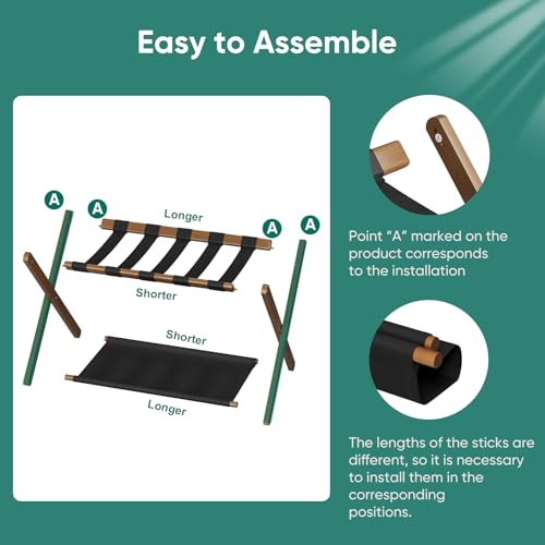Smuxee Walnut Bamboo Foldable Luggage Rack with Storage Shelf for Guest Room & Hotel – 1 Pack
