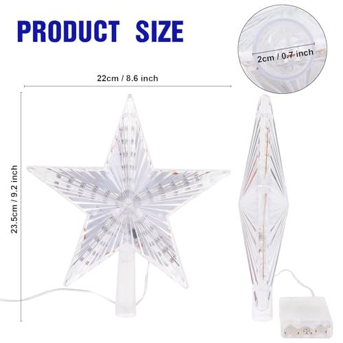 DERAYEE Blue 9 Inch LED Christmas Tree Topper with 6H Timer Battery Operated
