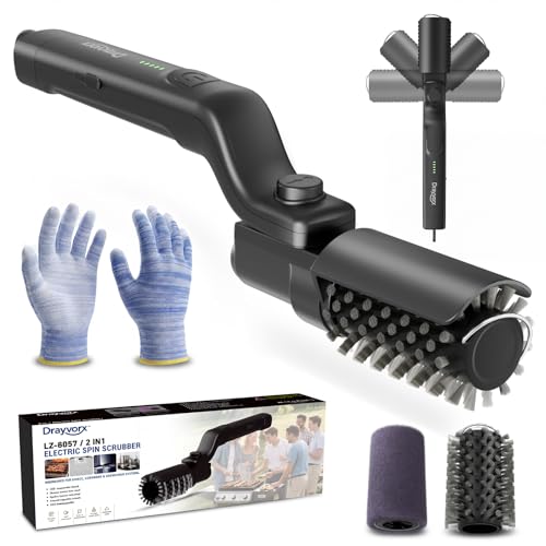 Drayvorx Black Electric Grill Brush with 3-Speed Modes & Steam Cleaning