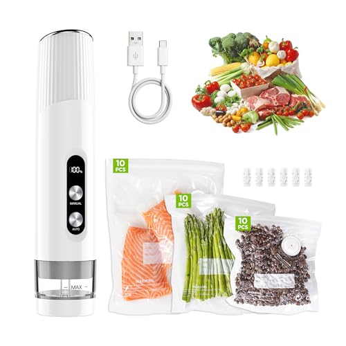 Cordless Food Vacuum Sealer Machine with 30 Reusable Bags - Electric Pump + Variations