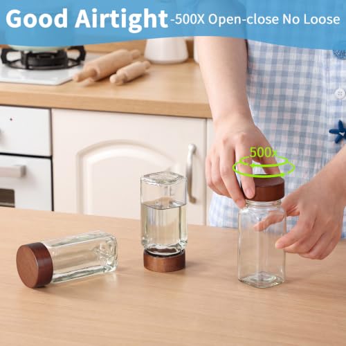 24 Pack Glass Spice Jars with Labels - 4oz Square Seasoning Organizer Set