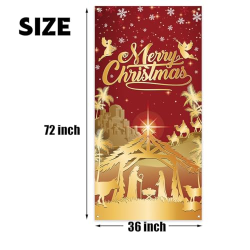 Christmas Nativity Door Cover 71x35 Inch Holiday Decorations for Home