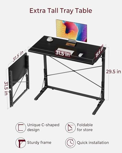 Vantic 31.5-Inch Folding TV Tray Table for Eating - Black