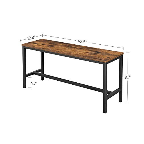 VASAGLE Set of 2 Kitchen Dining Benches 42.5'' Rustic Wooden Top Black Legs