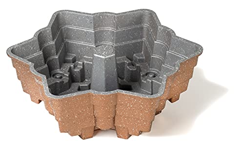 Snowflake Cake Pan 8-Cup Cast Aluminum Nonstick 9.5in Copper