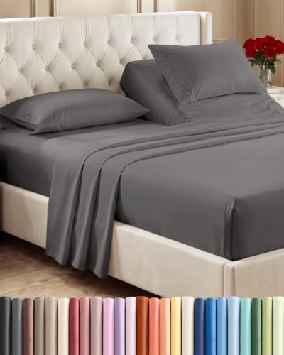Flex Top Split King Sheet Set - Soft & Breathable Dark Grey - 4 Piece