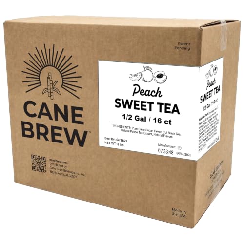 Peach Iced Tea Bags - No Boil Cold Brew 16 Half-Gallon Bags - Cane Brew