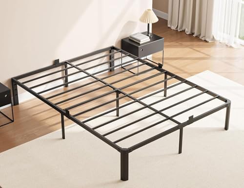 Black King Metal Bed Frame 14 Inch Heavy Duty Platform Bed No Box Spring Needed
