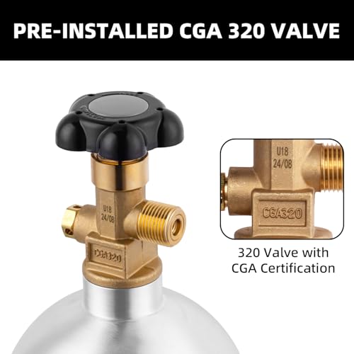 5lb Aluminum CO2 Tank with CGA-320 Valve for Draft Beer & Kegerator