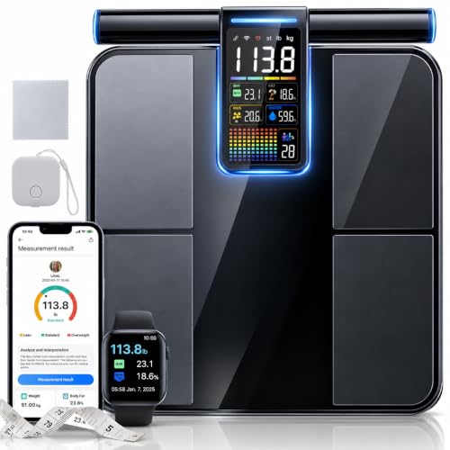Smart Body Composition Scale with 8 Electrode BIA - Black / Black