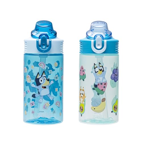 Bluey & Bingo Kids Water Bottles 16oz Leak-Proof Straw 2-Pack - BPA-Free