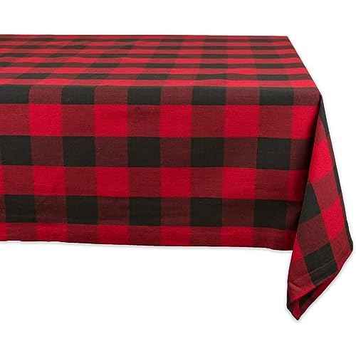 Tablecloth for Coffee Table, 100% Cotton, Black and Red Tablecloth Buffalo Checkered Table Cover 55in x 37in