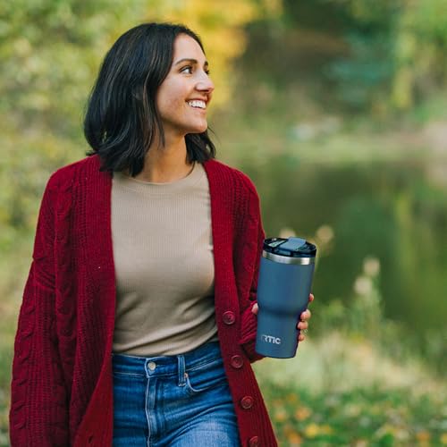 RTIC 30oz Essential Tumbler with Lid, Ceramic Lined, Insulated, Stainless Steel, Metal, Double Wall Vacuum-Insulation, Travel Cup for Iced Coffee, Tea, Hot and Cold Drink, Mistletoe