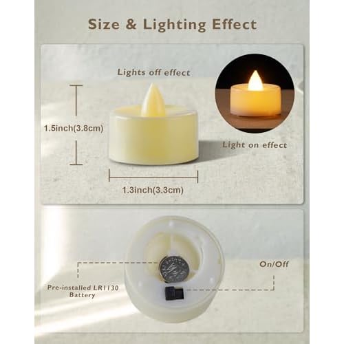 Amagic 12/24/50/100/150 Pack Battery Operated Tea Lights Candles, Fake Tealights Candles, Flameless LED Tea Lights for Halloween, Wedding, Votive, Festival, Table Decor(12 Pack, Warm White)