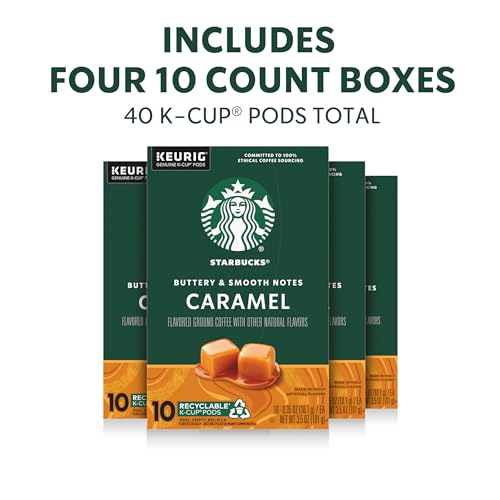 Starbucks Caramel Flavored K-Cup Coffee Pods - 40 Count, Compatible with Keurig
