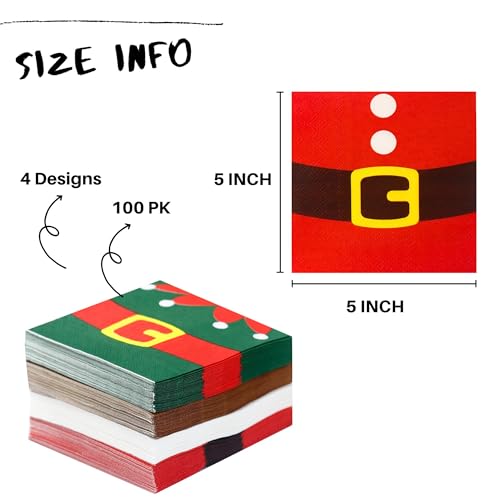 100 PK Christmas Napkins Paper - 3-ply Christmas Cocktail Napkins Disposable Napkins Party Napkins Beverage Napkins Funny for Christimas Decorations Table D?cor Party Supplies
