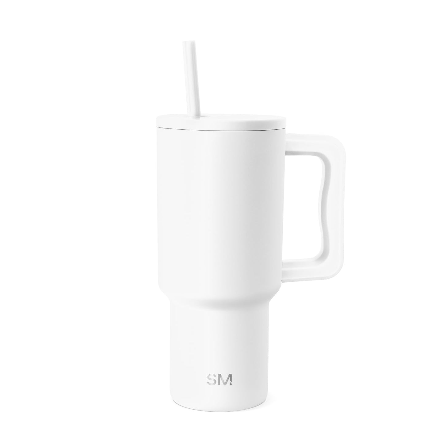 Simple Modern 30 oz Trek Tumbler with Handle and Straw Lid | Cup Holder Friendly Insulated Stainless Steel Travel Mug | Winter White