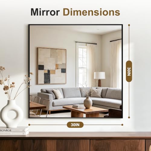 FGU Matte Black Bathroom Vanity Mirrors Set 30x30 Inches Over Sink, 2 Pack